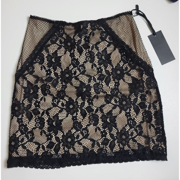 h:ours Dresses & Skirts - H:ours Hours Black Cream Lace Mini Skirt Size XS NEW